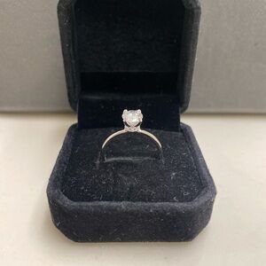 1 Carat Moissanite & Silver Solitaire Ring with Hidden Halo Size 8